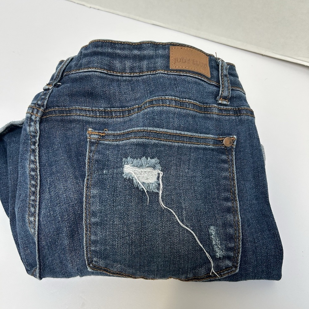 Judy Blue Hi-Rise Distressed Cuffed Denim Jean Shorts Size 31 Style #15004